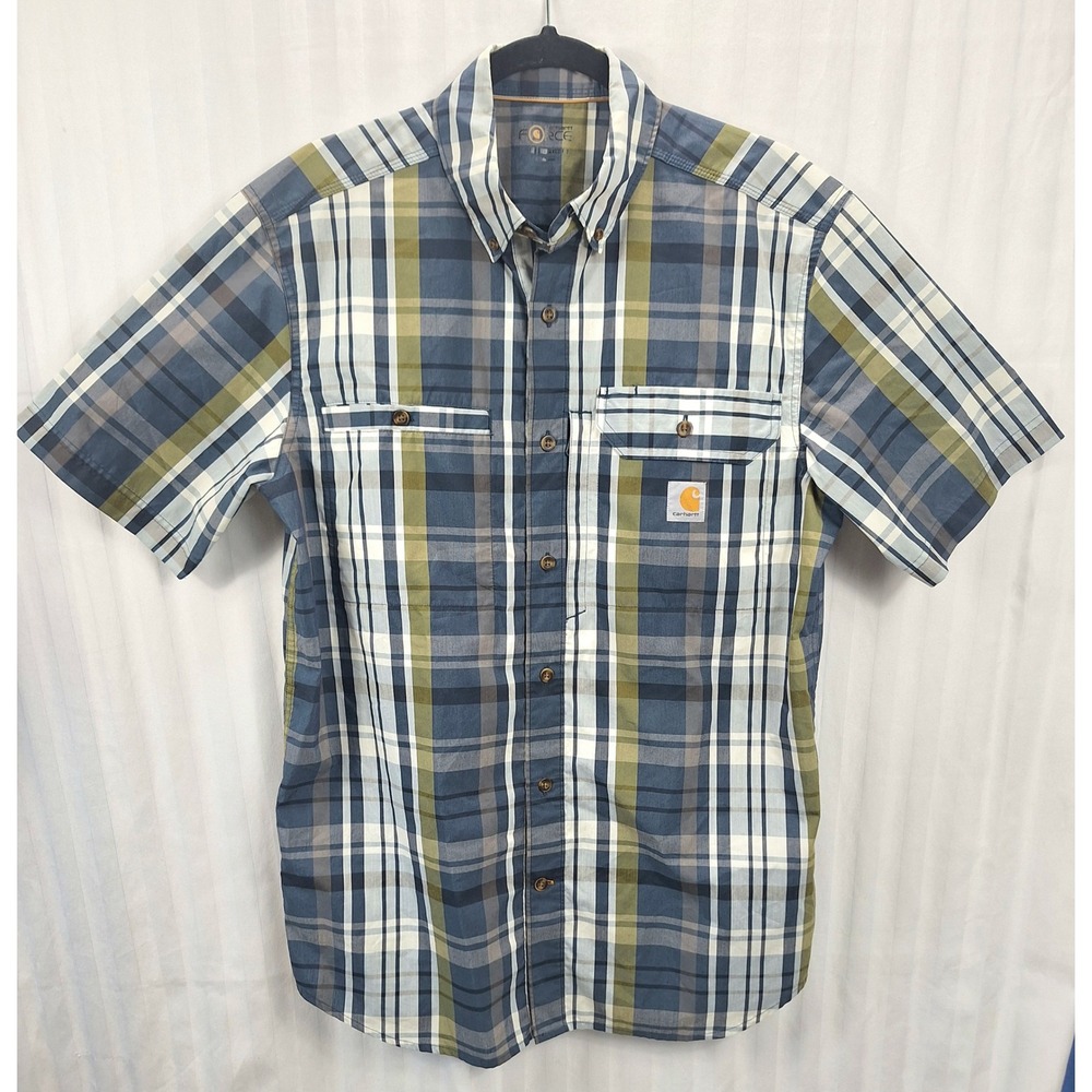 Carhartt Force Mens Relaxed Fit Short Sleeve Plaid Button Down‎ Shirt Medium